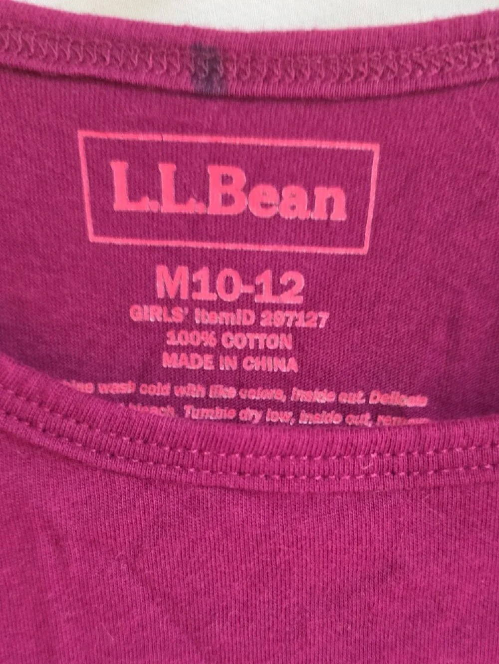 L.L. Bean Girl's Plum Long-Sleeve Tee with Pink & Coral Tree Graphic